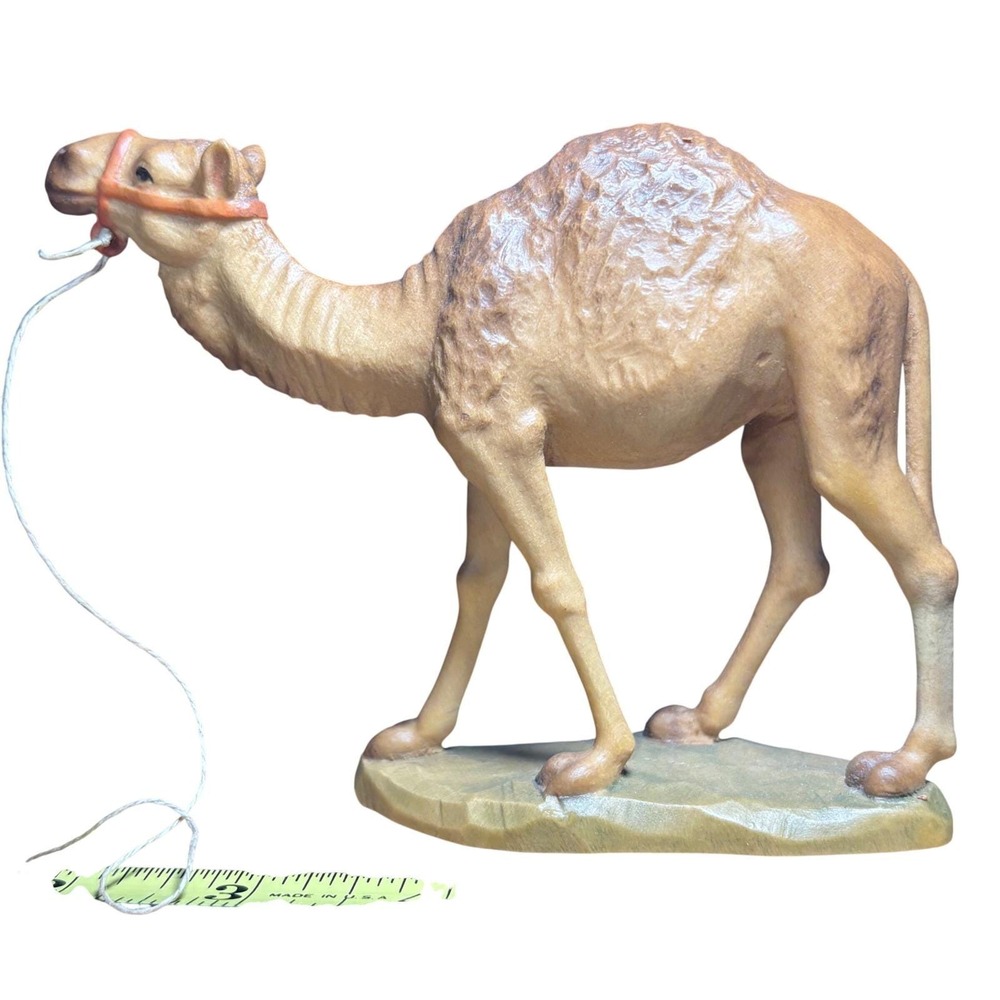 Anri Camel Figurine With Pack Nativity Scene Italy Vintage Tan Carved Wood 4.5in